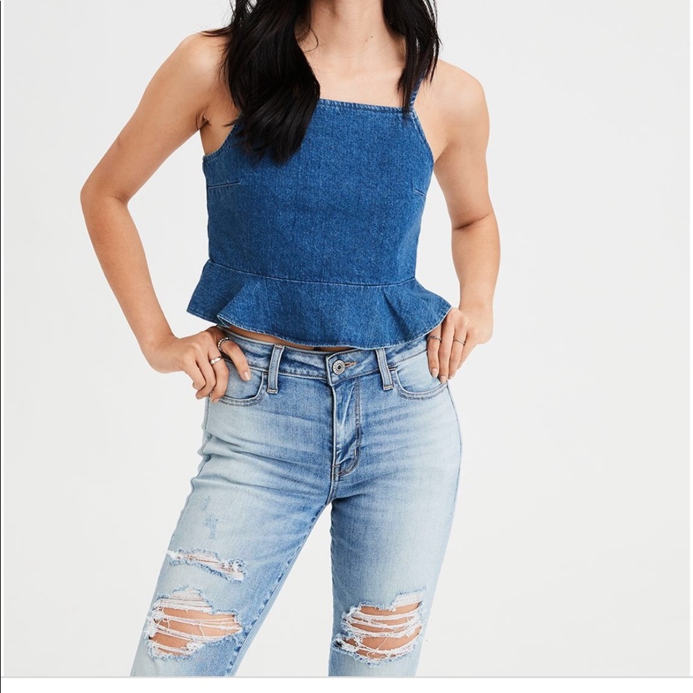 AE | NWOT | Denim  Crop Cami | Large |